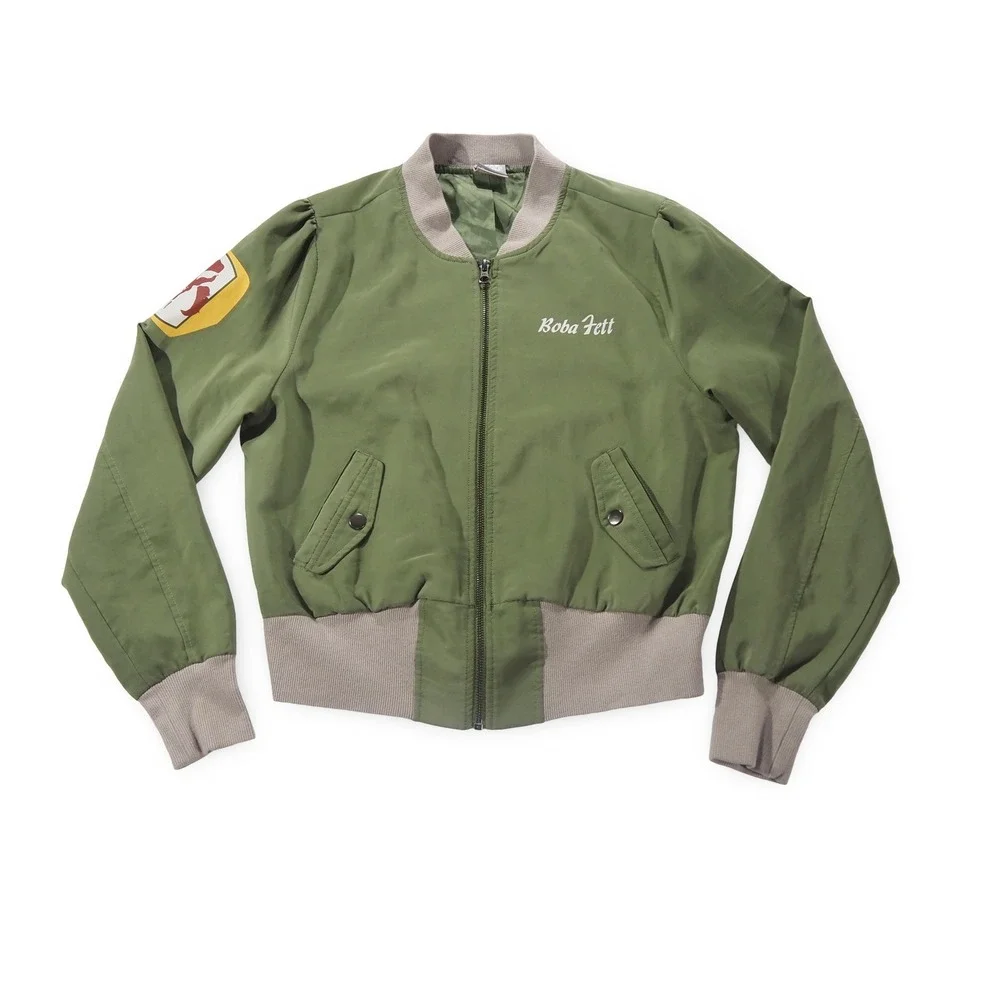 Her Universe Boba Fett Bomber Jacket‎ Women Medium Green Star Wars Mandalorian